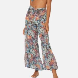 BLEU BY ROD BEATTIE Printed Tiered Swim Cover-Up Palazzo Pants RBLS20861 Multi L